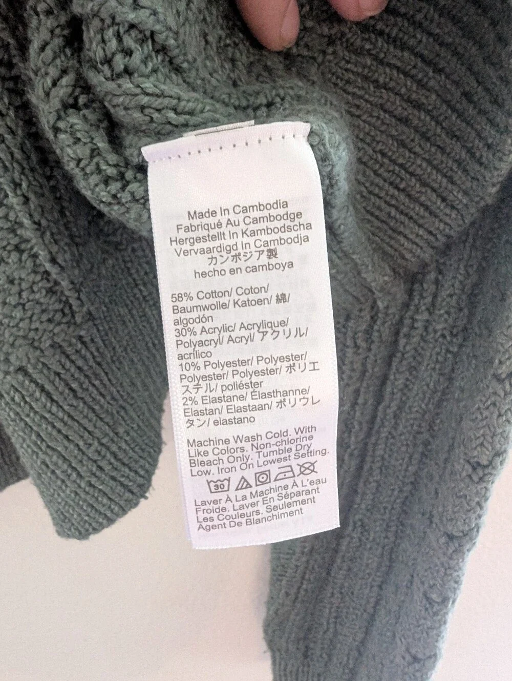 J. Crew Olive Cable-Knit Crewneck Sweater